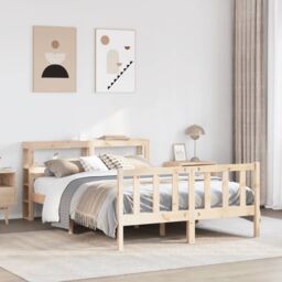 Berkfield Home Bed Frame without Mattress 160x200 cm Solid Wood Pine in Brown - thumbnail 1