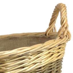 Red Hamper Wicker Unpeeled Log Basket with Lining in Brown - thumbnail 2