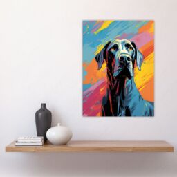 "Artery8 Wall Art Print Great Dane Dog Lover Gift Pet Portrait Pastel Colour Blue Orange Purple Artwork Painting Poster - Size: W18"" x H24""" - thumbnail 4