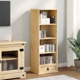 Berkfield Home Beautiful CD Cabinet Corona 40x30x110 cm Solid Wood Pine in Brown - Size: 40 x 30 x 110 cm