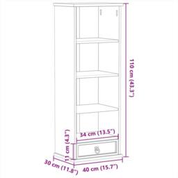 Berkfield Home Beautiful CD Cabinet Corona 40x30x110 cm Solid Wood Pine in Brown - Size: 40 x 30 x 110 cm - thumbnail 9