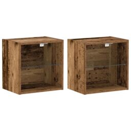 Berkfield Home Floating Shelf 2 pcs Old Wood 40x28, 5x40 cm Engineered Wood in Brown - thumbnail 2