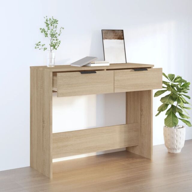 Berkfield Home Console Table Sonoma Oak 90x36x75 cm Engineered Wood in Brown - Size: 90 x 36 x 75 cm - image 1
