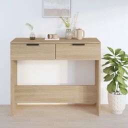 Berkfield Home Console Table Sonoma Oak 90x36x75 cm Engineered Wood in Brown - Size: 90 x 36 x 75 cm - thumbnail 3