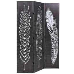 Berkfield Home Folding Room Divider 120x170 cm Feathers Black & White - thumbnail 2