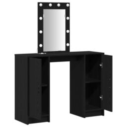 Berkfield Home Dressing Table with LED Lights¬†Black Oak 102x33x135 cm in Black - Size: 102 x 33 x 135 cm - thumbnail 4