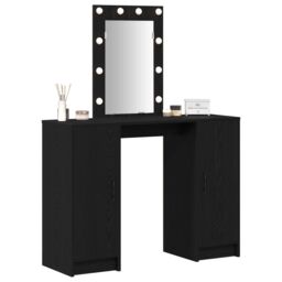 Berkfield Home Dressing Table with LED Lights¬†Black Oak 102x33x135 cm in Black - Size: 102 x 33 x 135 cm - thumbnail 3