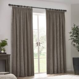 Yard Heavy Chenille Blackout Pencil Pleat Curtain Pair in Beige - Size: 168 cm width x 229 cm drop - thumbnail 5