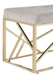 Orsina Mink Velvet Gold Bench, Tufted Velvet Upholstered Bench With Gold Finish Frame, Geometric Bedroom Bench in Brown - thumbnail 4