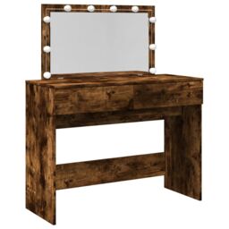 Berkfield Home Dressing Table with LED Smoked Oak 100x40x120 cm in Brown - Size: 100 x 40 x 120 cm - thumbnail 2