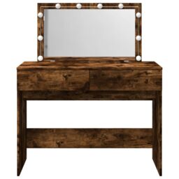 Berkfield Home Dressing Table with LED Smoked Oak 100x40x120 cm in Brown - Size: 100 x 40 x 120 cm - thumbnail 5