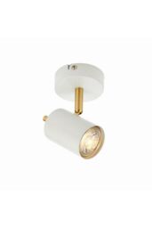 Netlighting Gull 1 Light Spotlight Matt White Paint Satin Brushed Gold GU10