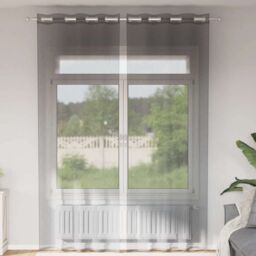 Berkfield Home Voile Curtains with Grommets 2 pcs Dark Grey 140x260 cm - thumbnail 1