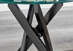 FurnitureboxUK Novara Round Tempered Glass Side End Table with Angled Starburst Metal Legs for Modern Glam Minimalist Living Room in Black - thumbnail 4