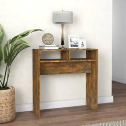 Berkfield Home Decorative Console Table Smoked Oak 78x30x80 cm Engineered Wood in Brown - Size: 78 x 30 x 80 cm - thumbnail 2