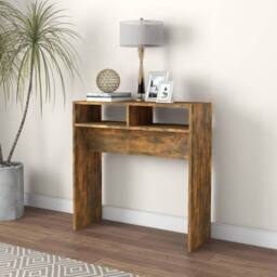 Berkfield Home Decorative Console Table Smoked Oak 78x30x80 cm Engineered Wood in Brown - Size: 78 x 30 x 80 cm - thumbnail 1