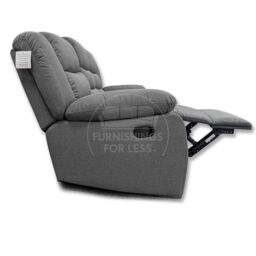 Furnishings For Less UK Manhattan Grey Fabric Sofa Suite Manual Reclining Sofa Set 3 + 2 Seater Sofas With Drinks Tray High Back - thumbnail 5