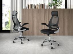 Angel Cerda Black Fabric Swivel Office Chair Height-Adjustable - thumbnail 3