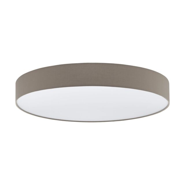 Loops Flush Ceiling Light Colour White Shade Taupe White Fabric Plastic Bulb LED 60W - image 1