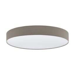 Loops Flush Ceiling Light Colour White Shade Taupe White Fabric Plastic Bulb LED 60W - thumbnail 1