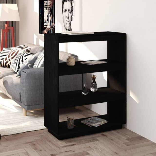 Berkfield Home Book Cabinet/Room Divider Black 80x35x103 cm Solid Pinewood - Size: 80 x 35 x 103 cm - image 1