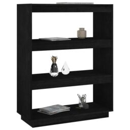 Berkfield Home Book Cabinet/Room Divider Black 80x35x103 cm Solid Pinewood - Size: 80 x 35 x 103 cm - thumbnail 4
