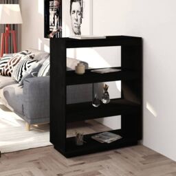 Berkfield Home Book Cabinet/Room Divider Black 80x35x103 cm Solid Pinewood - Size: 80 x 35 x 103 cm - thumbnail 1