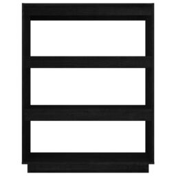 Berkfield Home Book Cabinet/Room Divider Black 80x35x103 cm Solid Pinewood - Size: 80 x 35 x 103 cm - thumbnail 5