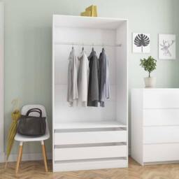 Berkfield Home Wardrobe White 100x50x200 cm Engineered Wood - Size: 100 x 50 x 200 cm - thumbnail 2