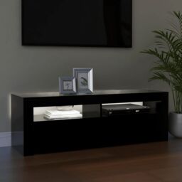 Berkfield Home TV Cabinet with LED Lights Black 120x35x40 cm - Size: 120 x 35 x 40 cm - thumbnail 4