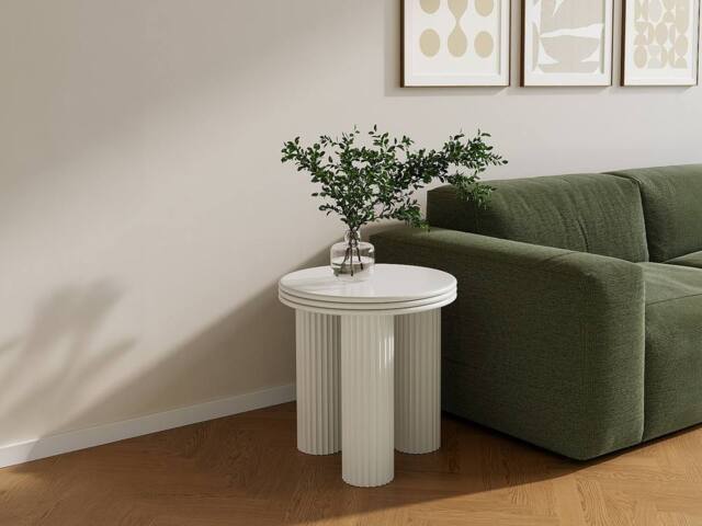 Vente-unique Metal Side Table - H45 Cm - Cream - RAVOKA - image 1