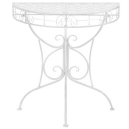 Berkfield Home Side Table Vintage Style Half Round Metal 72x36x74 cm Silver - Size: 72 x 36 x 74 cm - thumbnail 2