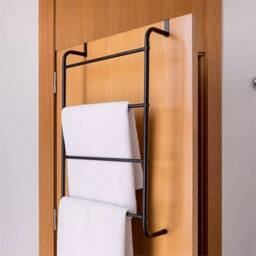Havendro Black Modern 4 Bar Over the Door Towel Organizer