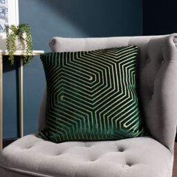 Paoletti Evoke Cut Velvet Cushion in Emerald - Size: 55 cm x 55 cm