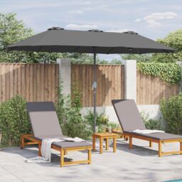 Berkfield Home Garden Parasol Folding Anthracite 380 x 196 x 235 cm - thumbnail 4