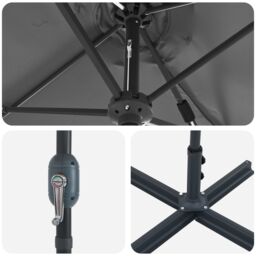 Berkfield Home Garden Parasol Folding Anthracite 380 x 196 x 235 cm - thumbnail 9