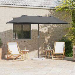 Berkfield Home Garden Parasol Folding Anthracite 380 x 196 x 235 cm - thumbnail 1