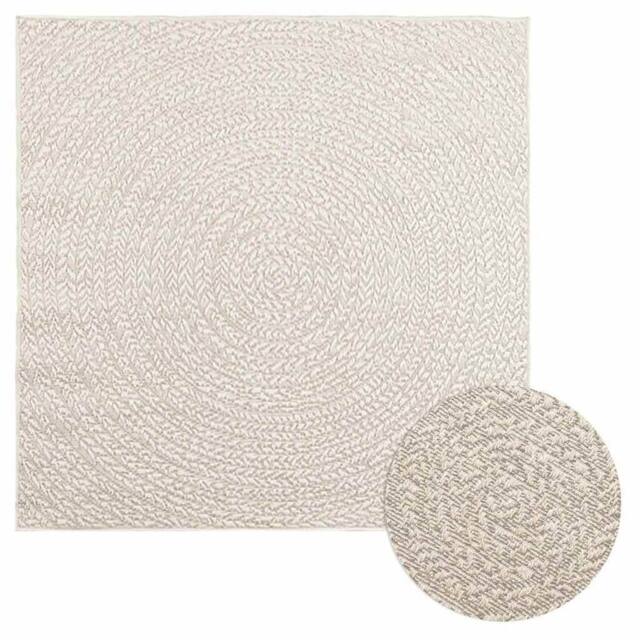 Berkfield Home Rug ZIZUR Cream 120x120 cm Jute Look Indoor & Outdoor - Size: Medium - image 1