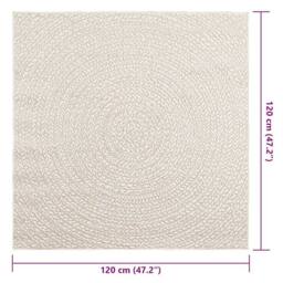 Berkfield Home Rug ZIZUR Cream 120x120 cm Jute Look Indoor & Outdoor - Size: Medium - thumbnail 9