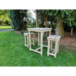Churnet Valley Garden Furniture Ltd Butchers Bar Set - L80 x W80 x H107 cm in Brown - thumbnail 2