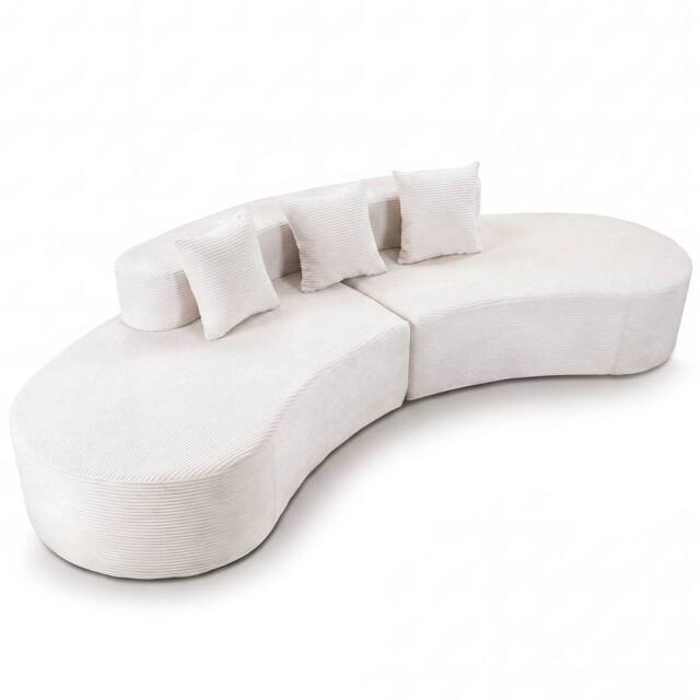 Costway Curved Sectional Sofa Oversized Sofa Couch w/3 Pillows Modular Sofa in Beige - image 1