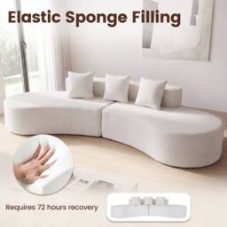 Costway Curved Sectional Sofa Oversized Sofa Couch w/3 Pillows Modular Sofa in Beige - thumbnail 7