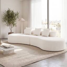 Costway Curved Sectional Sofa Oversized Sofa Couch w/3 Pillows Modular Sofa in Beige - thumbnail 5