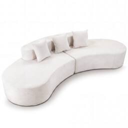 Costway Curved Sectional Sofa Oversized Sofa Couch w/3 Pillows Modular Sofa in Beige - thumbnail 1