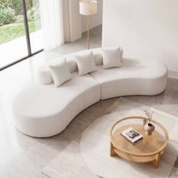 Costway Curved Sectional Sofa Oversized Sofa Couch w/3 Pillows Modular Sofa in Beige - thumbnail 3
