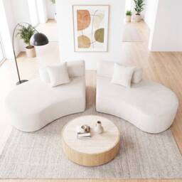 Costway Curved Sectional Sofa Oversized Sofa Couch w/3 Pillows Modular Sofa in Beige - thumbnail 9