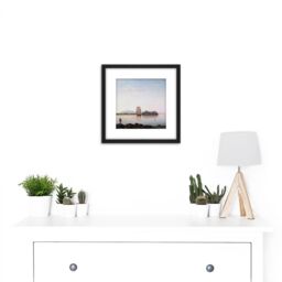 Artery8 Lane Owls Head Penobscot Bay Maine Painting 8X8 Inch Square Wooden Framed Wall Art Print Picture with Mount in Black - thumbnail 2