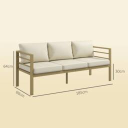 OUTSUNNY Garden Bench with Cushions, Outdoor Furniture, Cream White - Size: 3 Seater - thumbnail 3