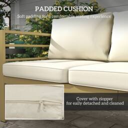 OUTSUNNY Garden Bench with Cushions, Outdoor Furniture, Cream White - Size: 3 Seater - thumbnail 6