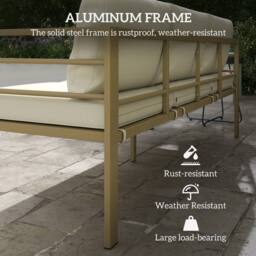 OUTSUNNY Garden Bench with Cushions, Outdoor Furniture, Cream White - Size: 3 Seater - thumbnail 4